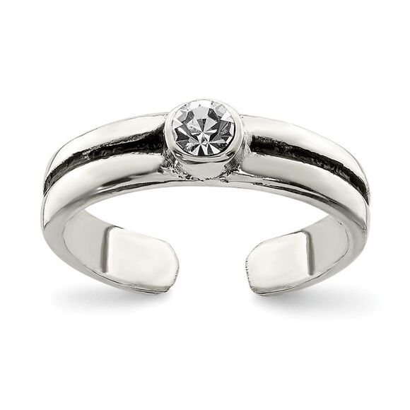 3mm Cubic Zirconia Gem Toe Ring in Sterling Silver - Picture 1 of 4